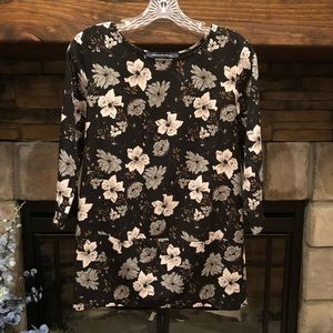 French Connection Printed Poppy Mixed Material Top